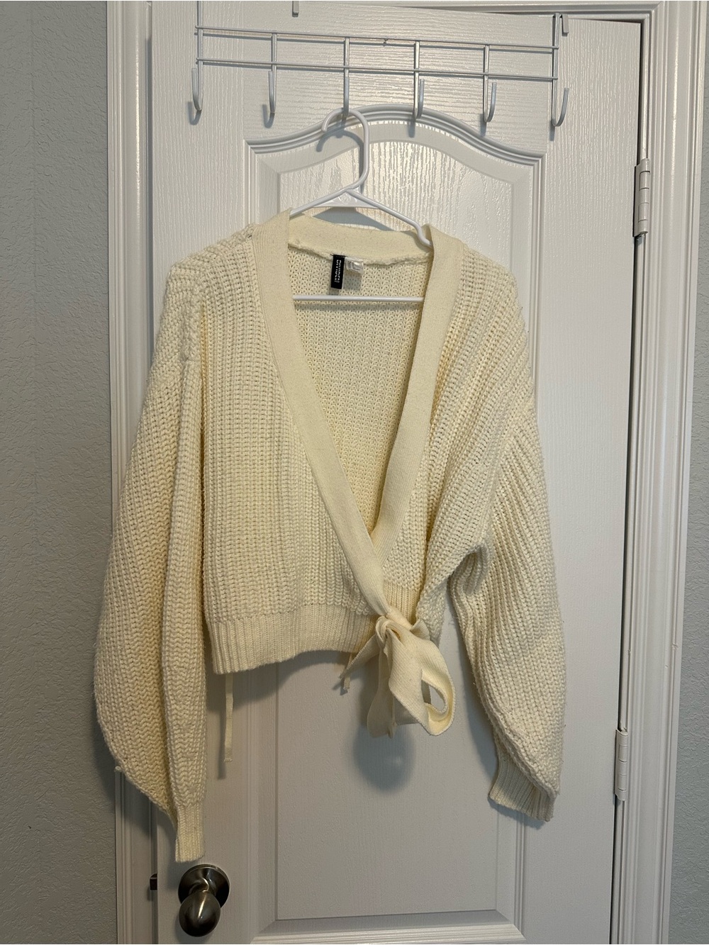 H&M Cream Wrap Cardigan with Tie Front